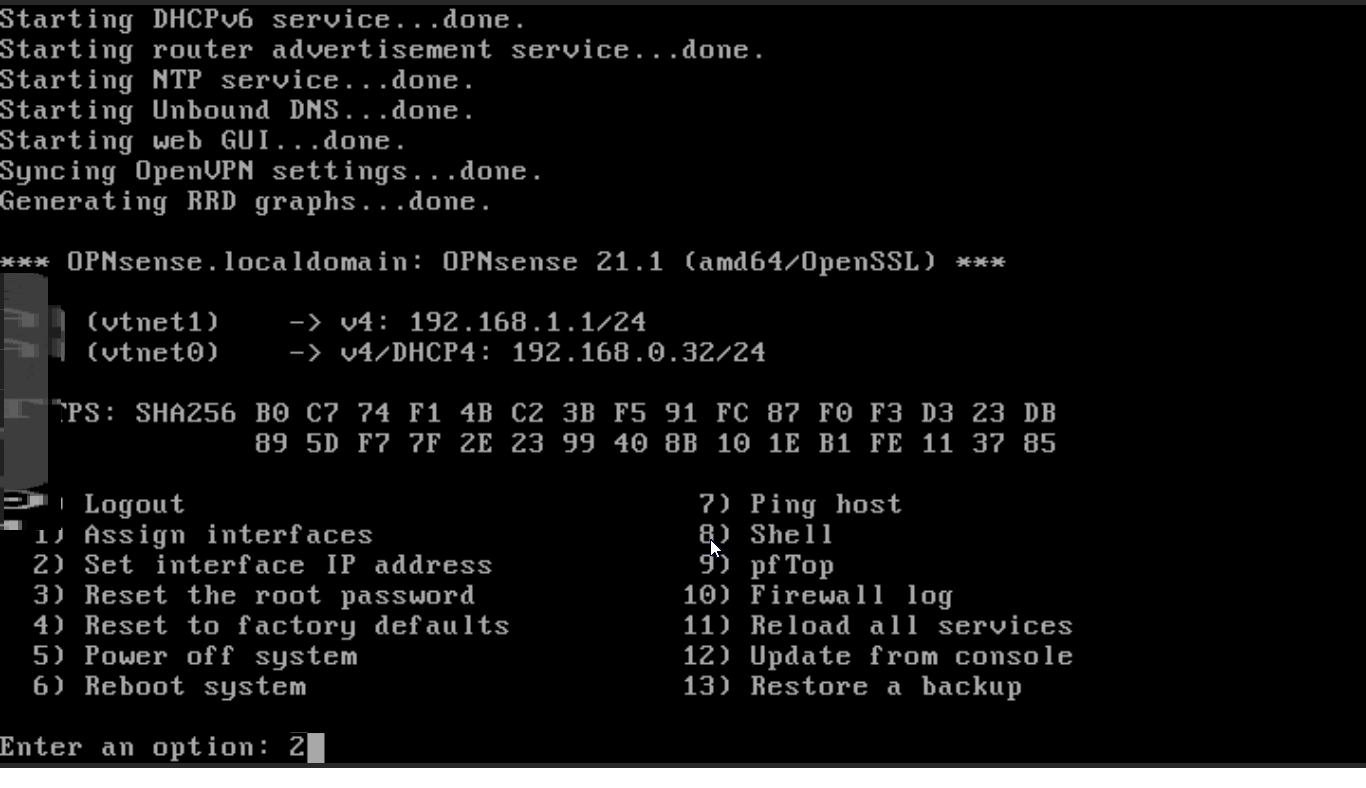 IP-Adresse für das Netzwerk-Interface von OPNsense über die CLI einstellen