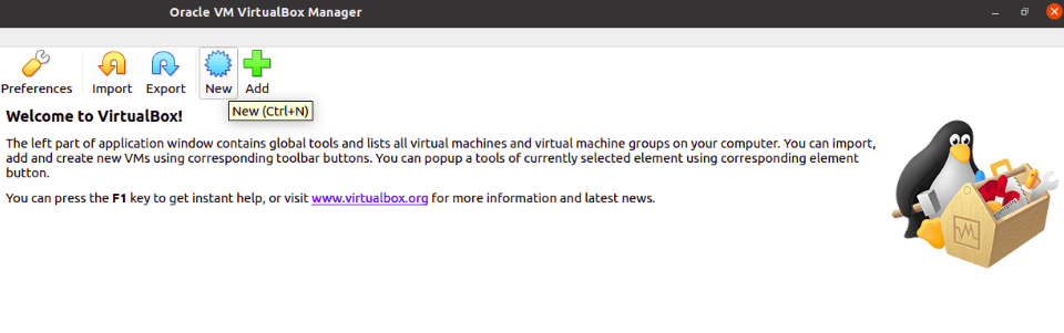 Erstellen einer neuen virtuellen Maschine auf Virtual Box
