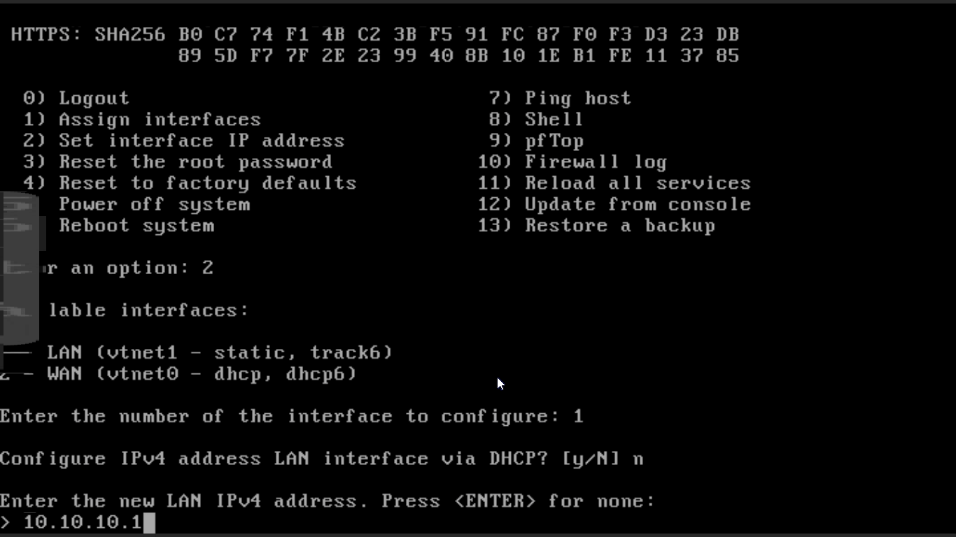 IP-Adresse für LAN-Schnittstelle auf OPNsense CLI festlegen