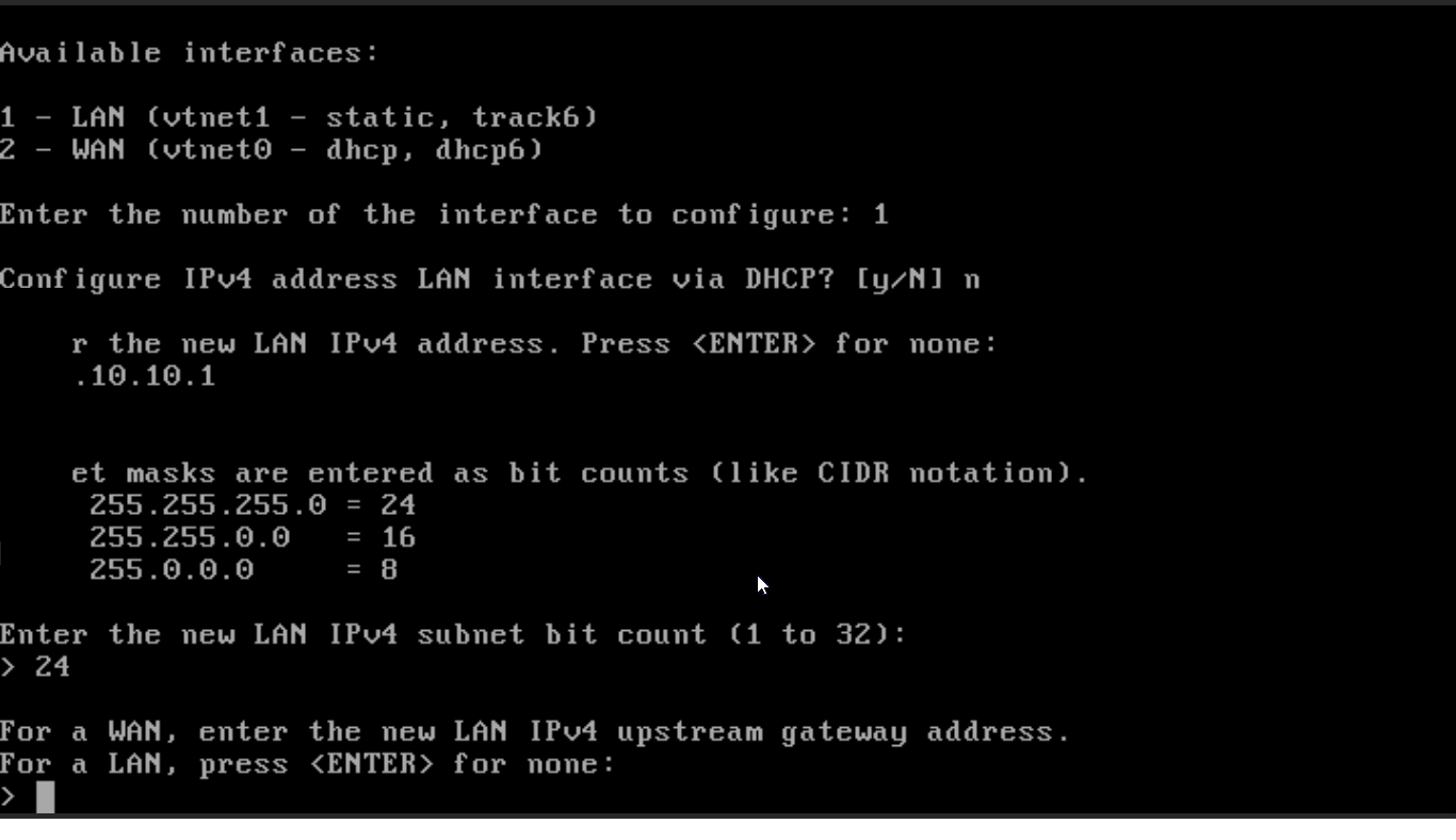 Gateway für LAN-Schnittstelle in OPNsense CLI festlegen