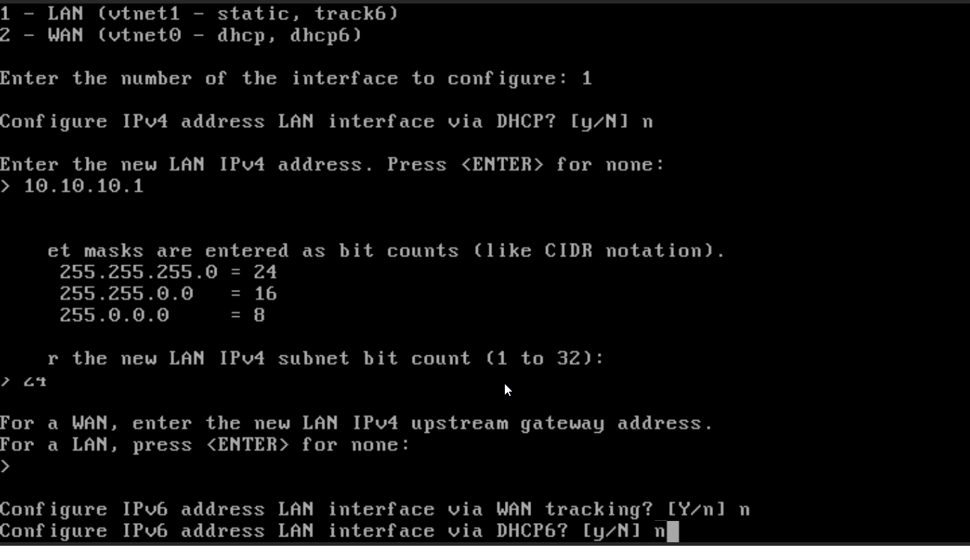 IPv6-Einstellungen der LAN-Schnittstelle auf OPNsense CLI