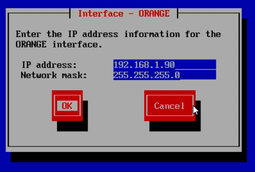 IP-Adresskonfiguration für die Orange-Schnittstelle