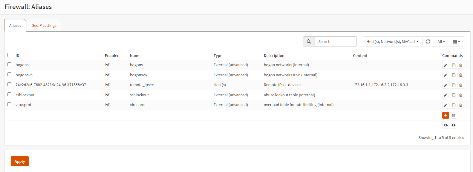 Aliasliste auf der OPNsense-Firewall