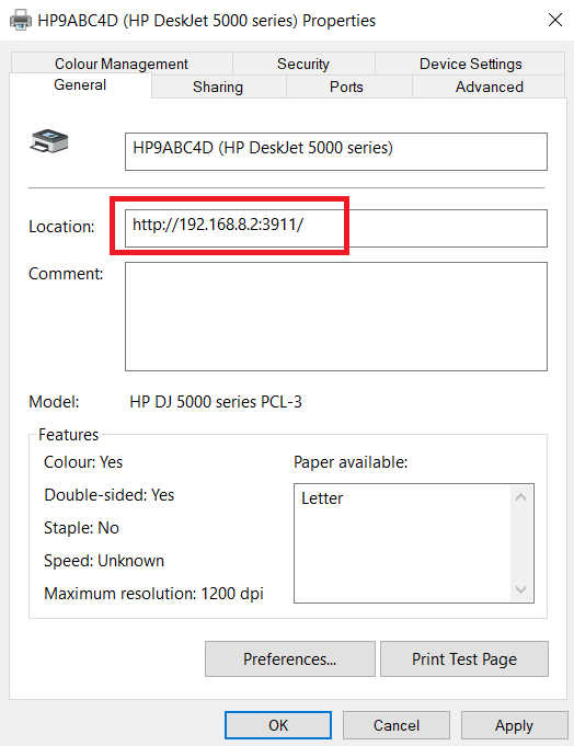Ermitteln der Drucker-IP-Adresse unter Windows
