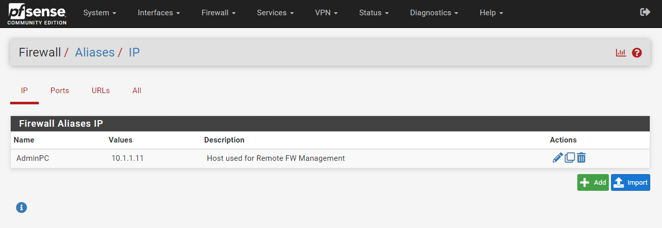 Firewall-Regel-Alias auf der pfSense-Firewall