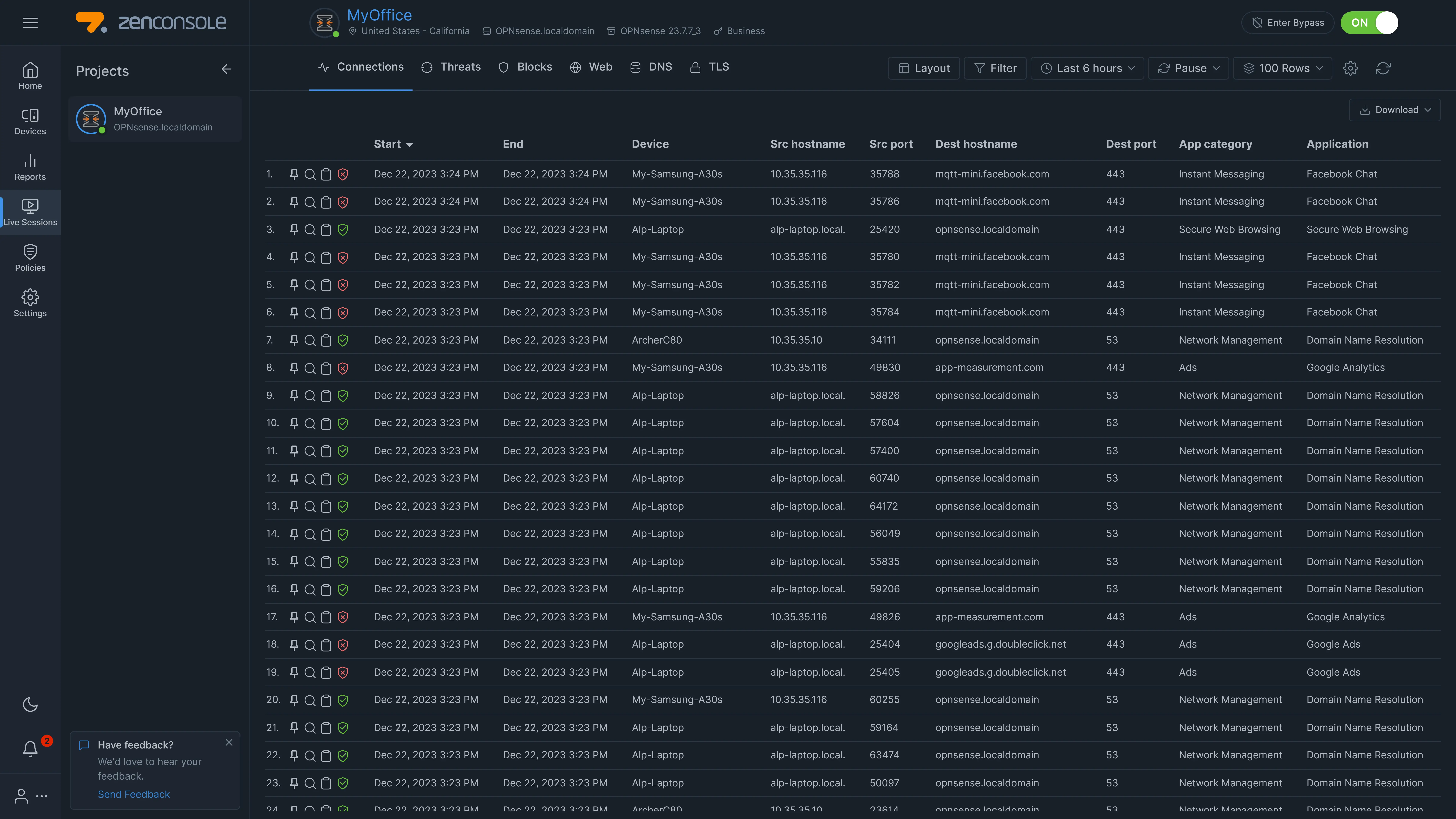 Live Session Explorer