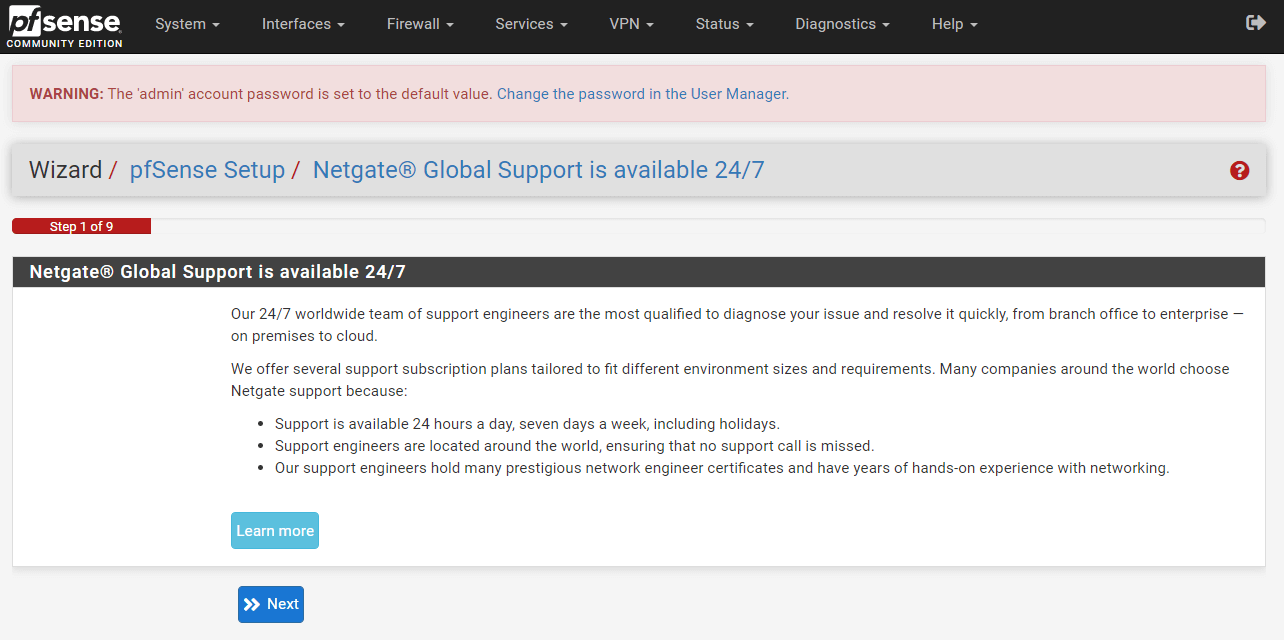pfSense Setup Netgate Global Support-Seite