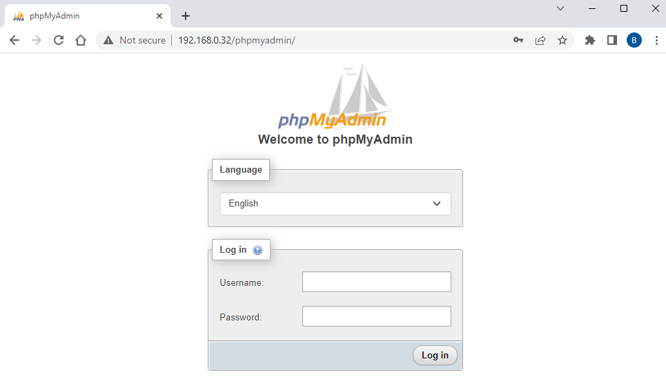 phpMyAdmin Login Page