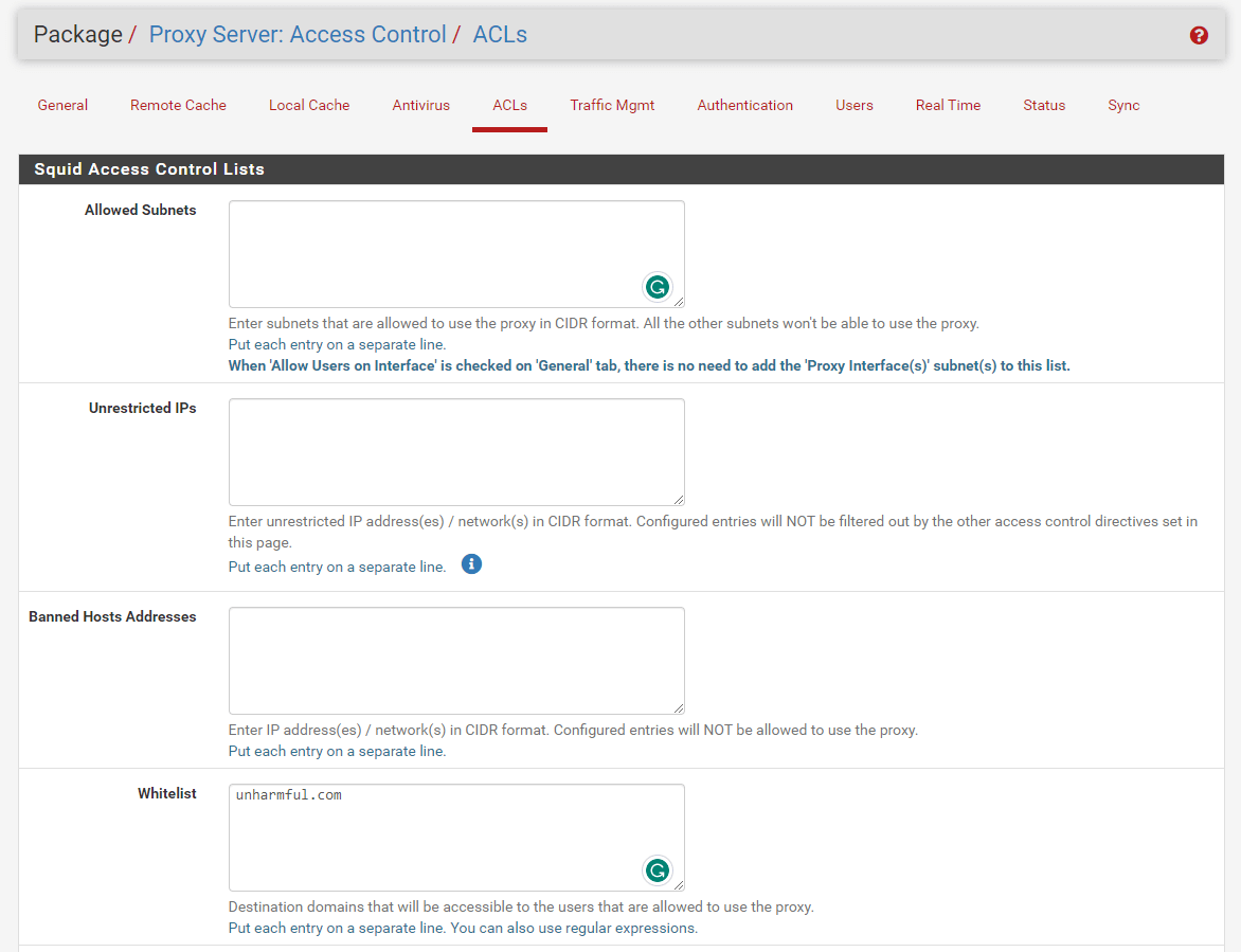 Festlegen von ACLs für den Proxy-Dienst auf pfSense-1
