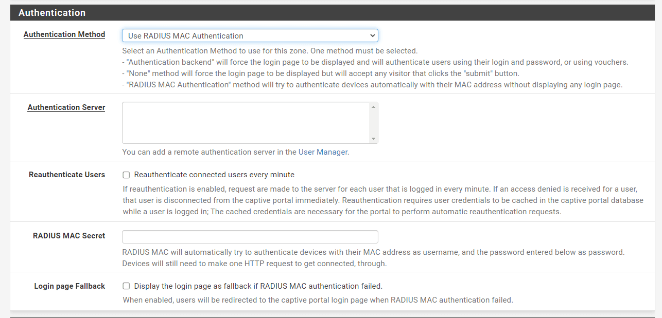 Verwendung von Radius MAC-Authentifizierung für Captive Portal auf pfSense-Firewall