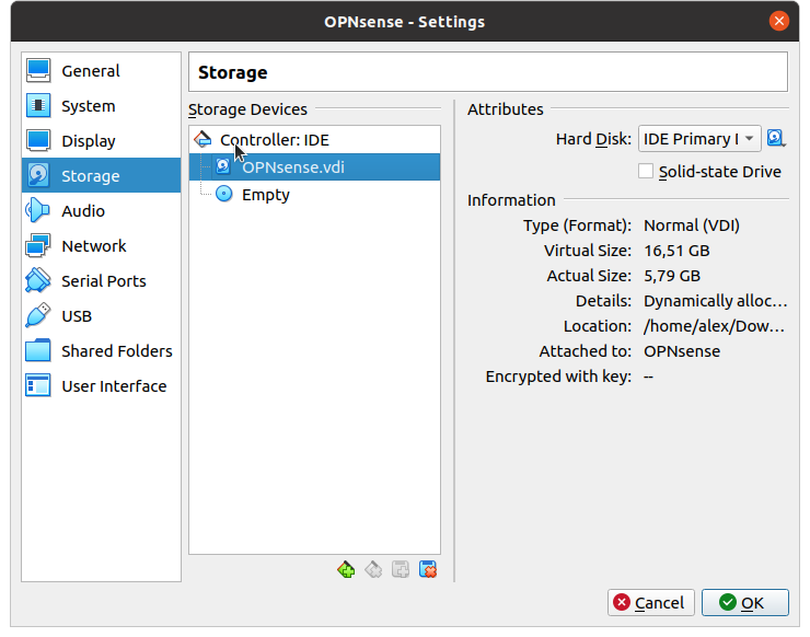 Virtual Box Speichereinstellungen