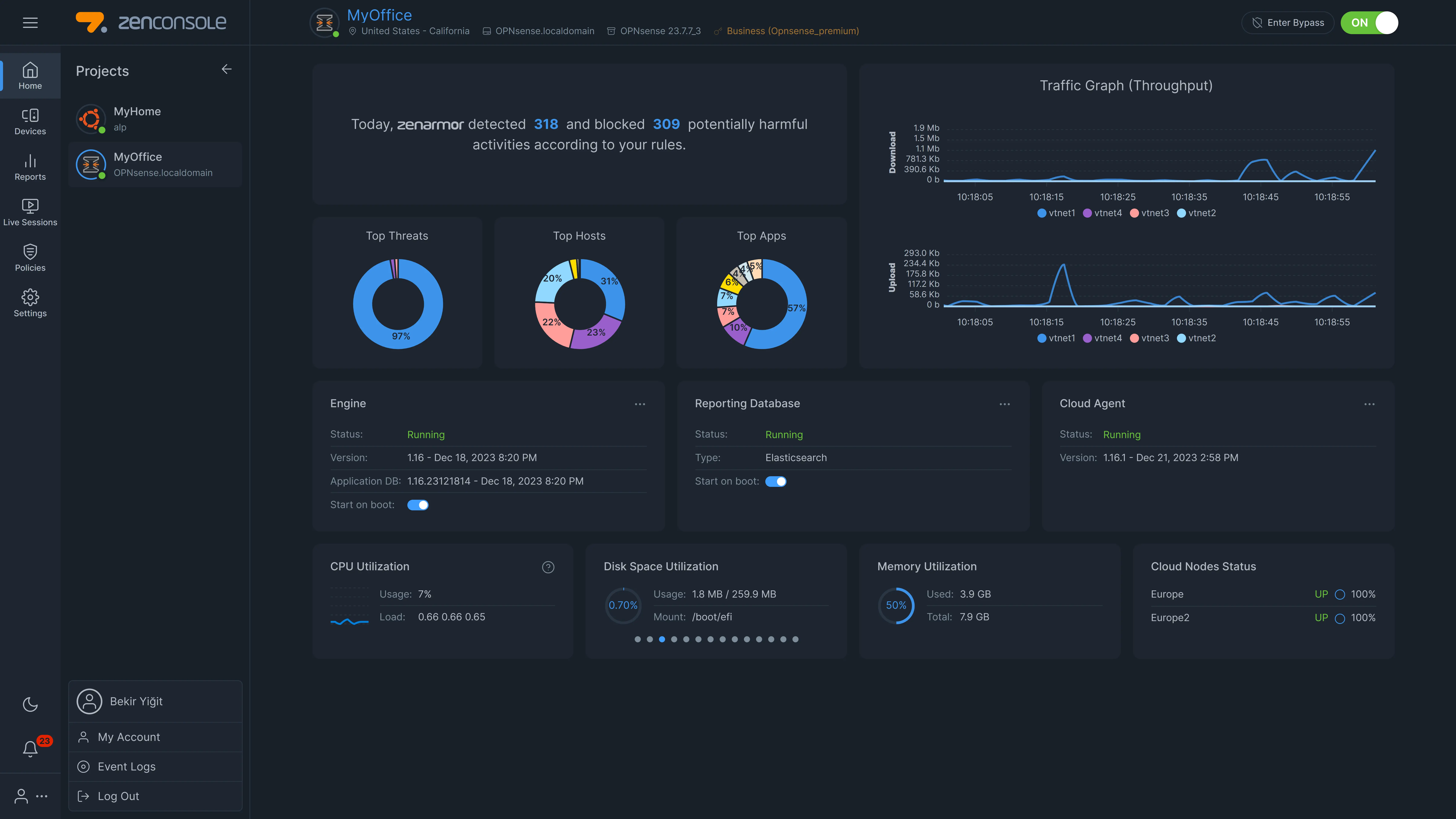Zenconsole Dashboard/Home