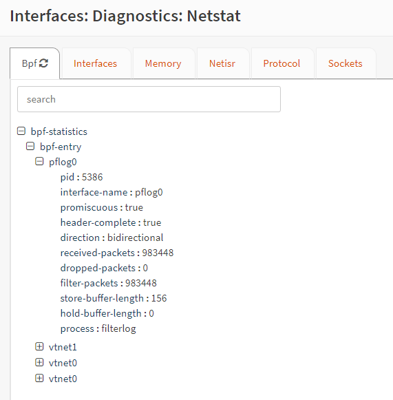 OPNsense-Schnittstellendiagnose über Bpf Netstat
