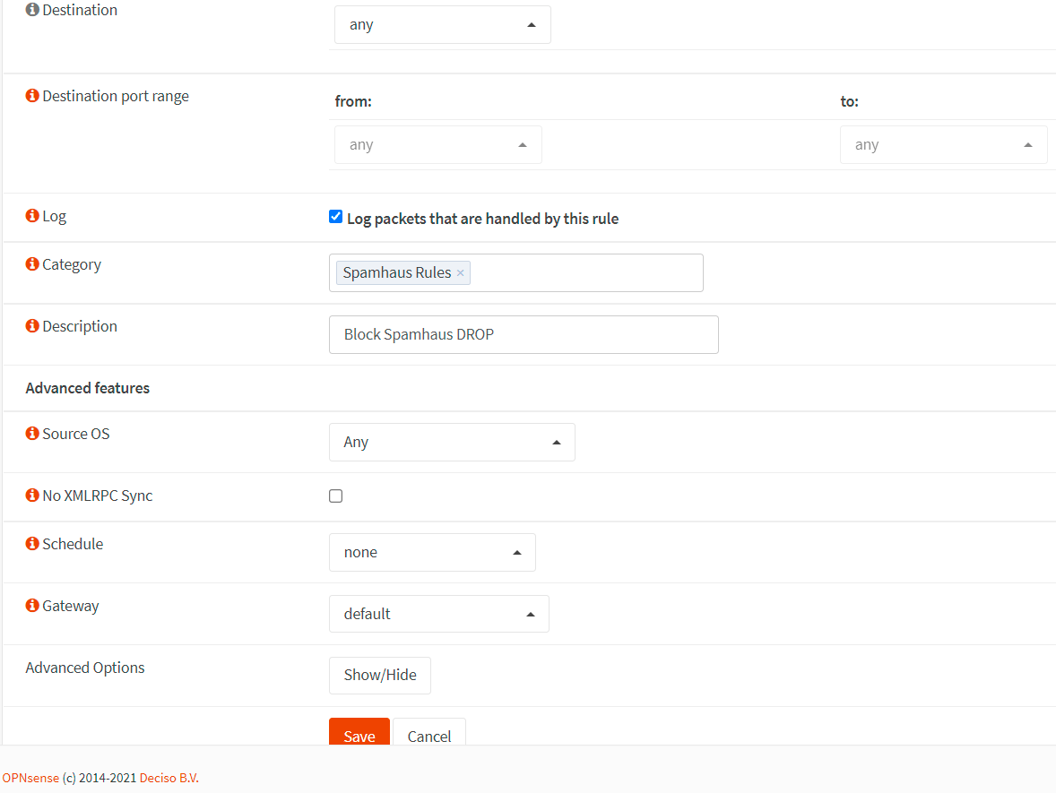Erstellen einer Firewall-Regel zum Blockieren der Spamhaus-Drop-Liste-2