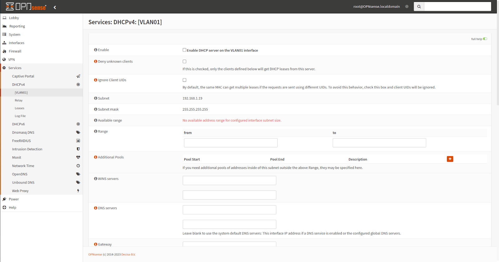 DHCP-Konfiguration auf OPNsense