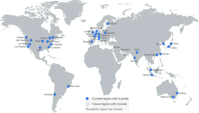 Google Cloud Platform (GCP) Rechenzentren