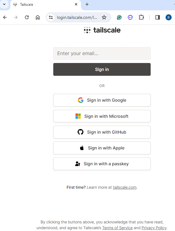 Login-Seite Tailscale