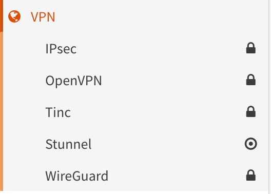 OPNsense VPN-Optionsmenü