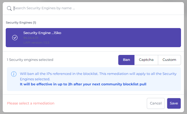 Speichern von Blocklisten für die Sicherheits-Engine