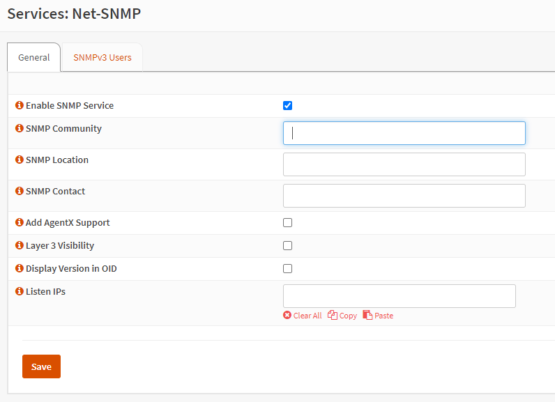 Konfiguration des SNMP-Dienstes auf OPNsense
