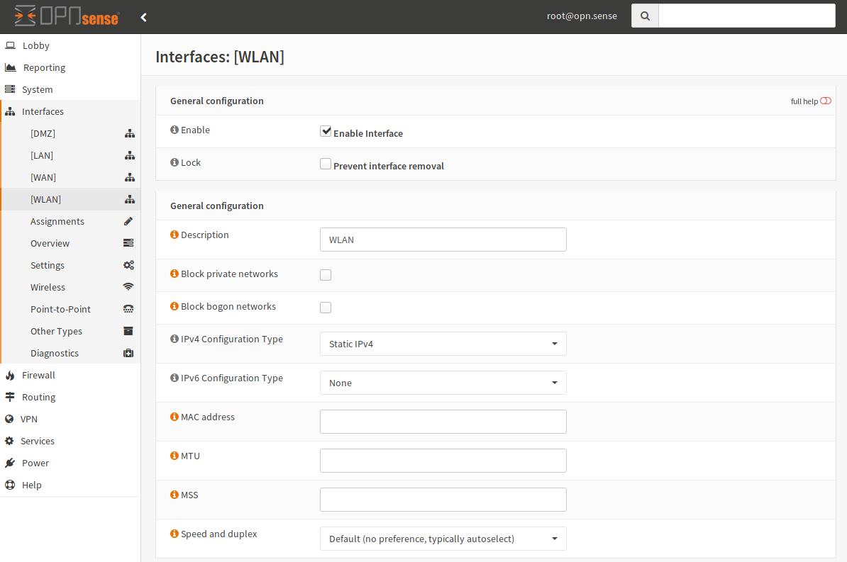 OPNsense WLAN-Schnittstelle aktivieren