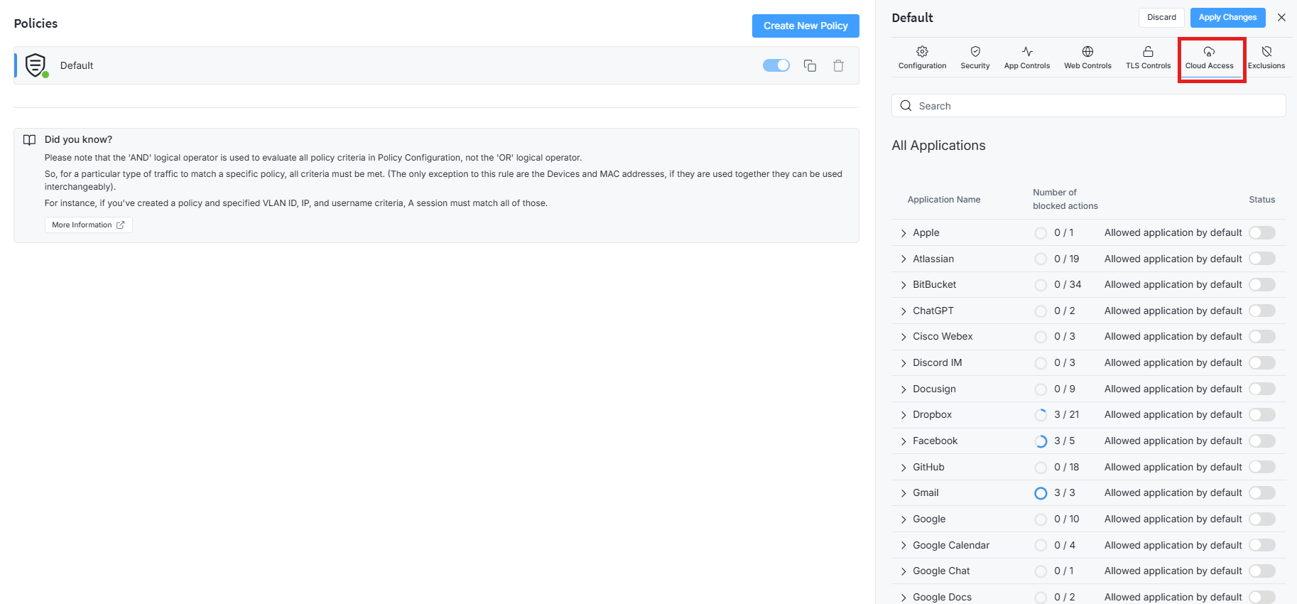 Default Policy – Cloud Access