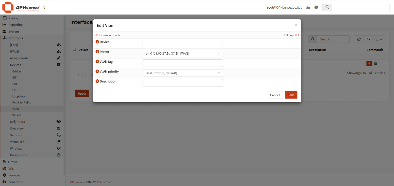 Define VLAN Settings