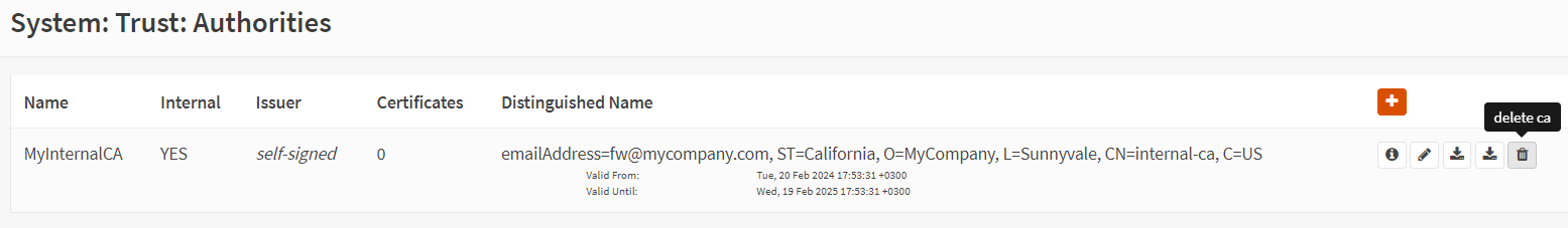 Delete Certificate Authority (CA)