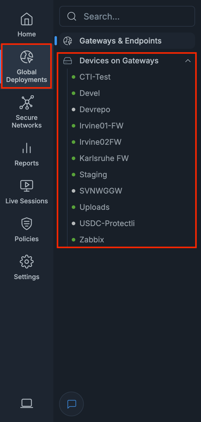 Devices on Gateways