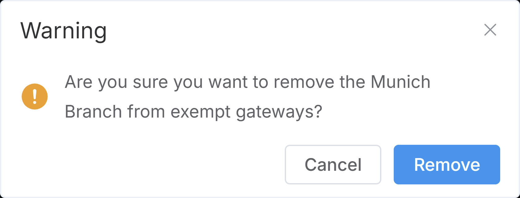 Notification for Removing Gateway from Exempted List