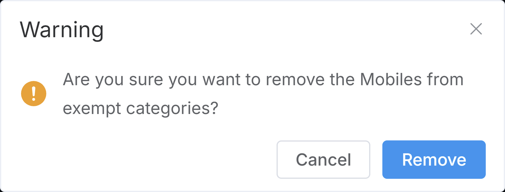 Notification for Removing Category from Exempted List