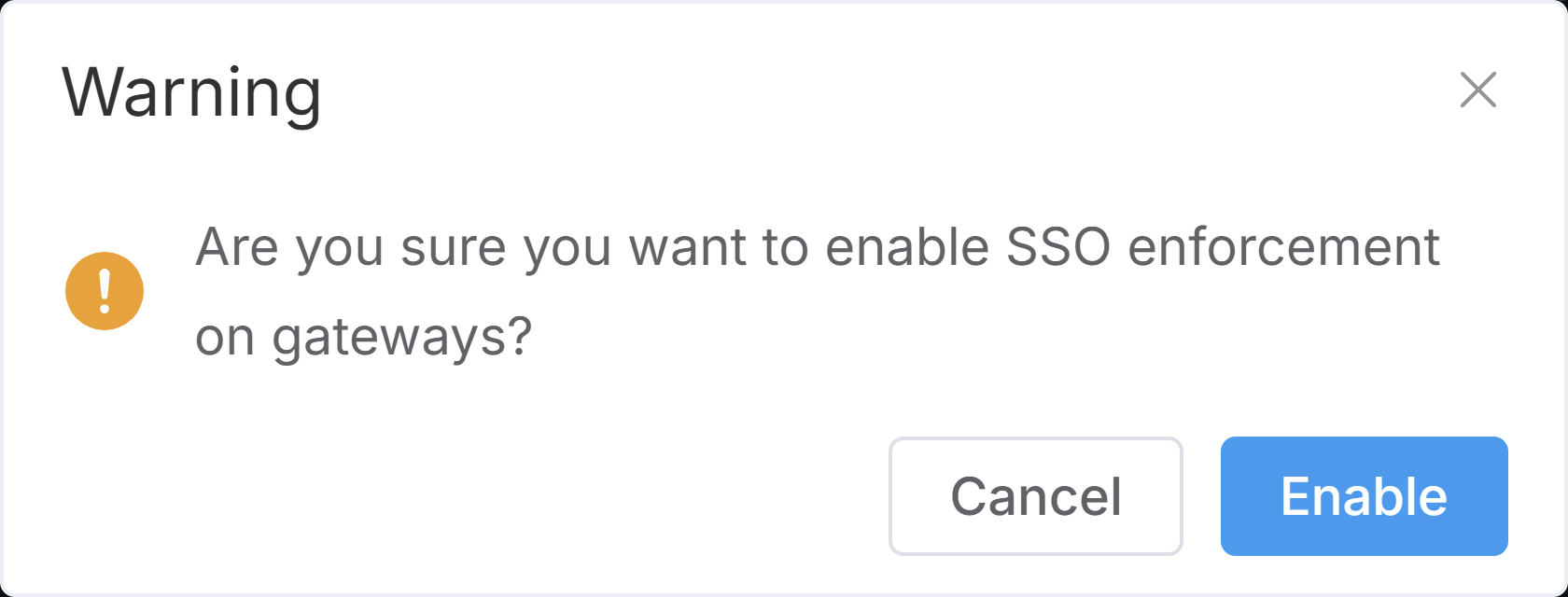 Confirmation for Enabling SSO Authentication