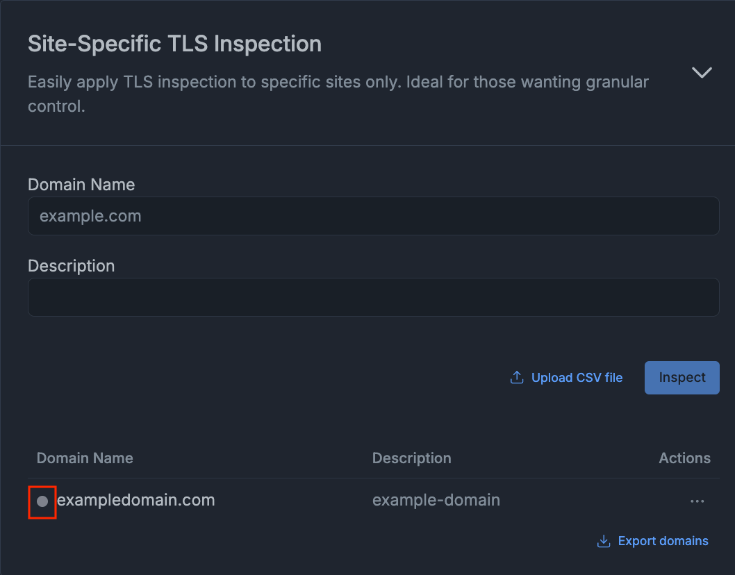 Domain’s Status Indicator