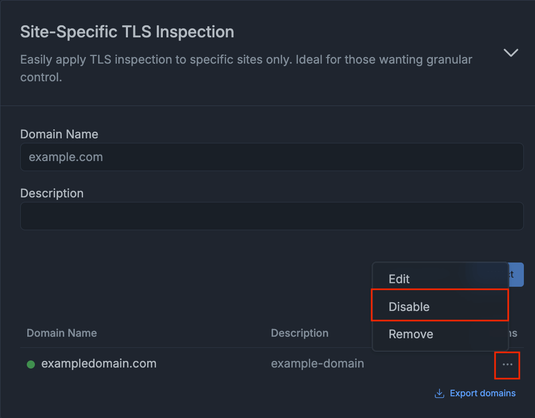 Disabling TLS Inspection for a Domain