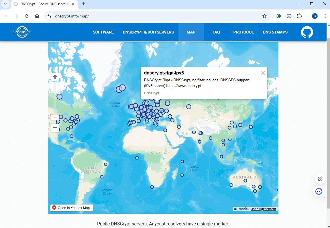 DNSCrypt Servers Map