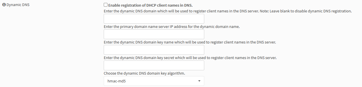 Dynamic DNS settings