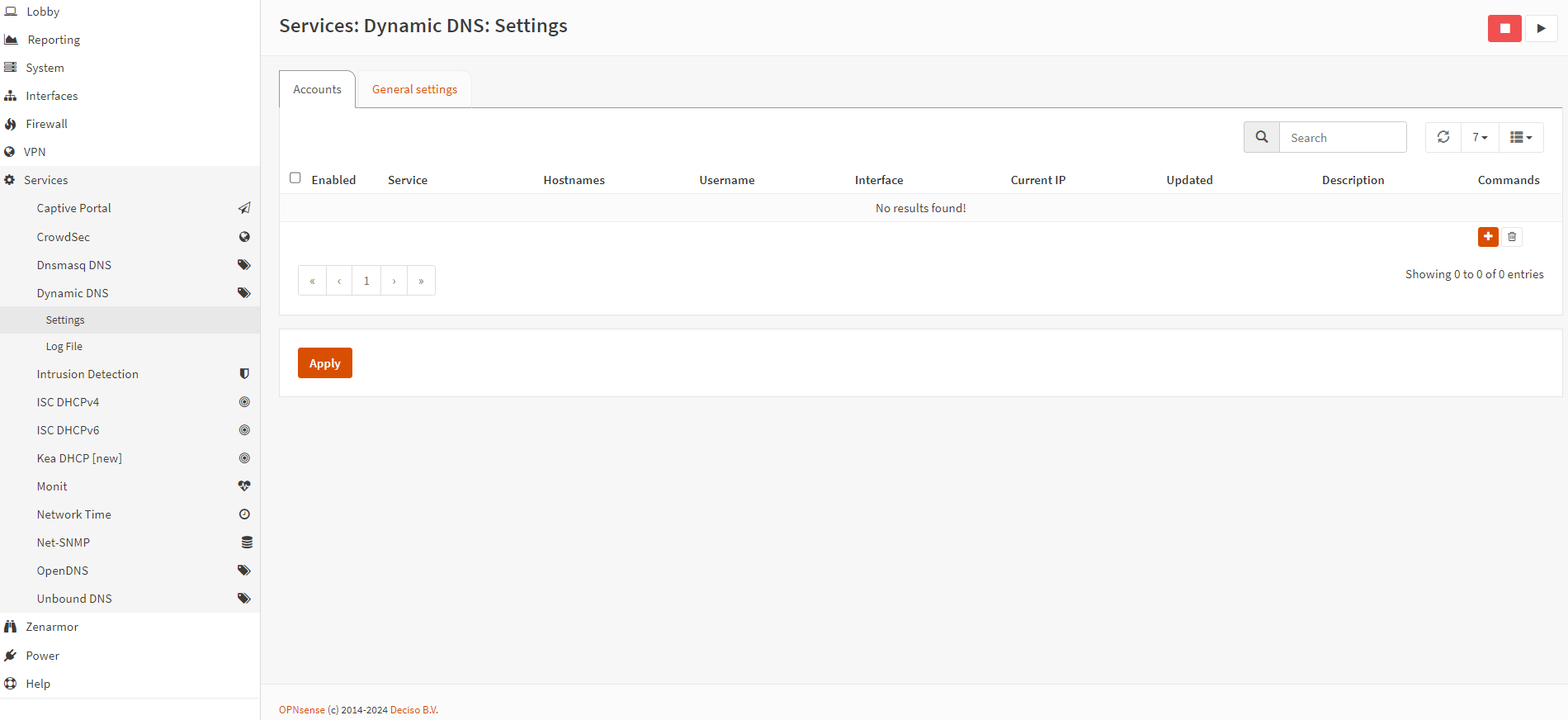 Dynamic DNS Settings on OPNsense