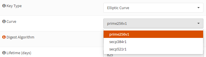 ECDSA curves