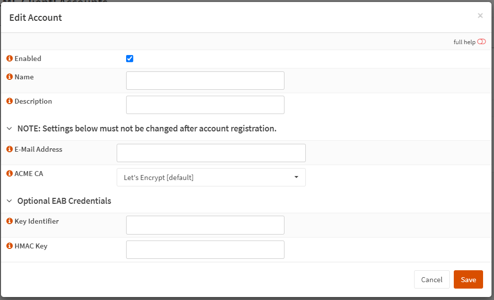 edit ACME account