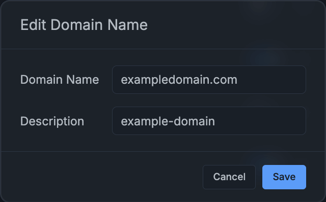 Edit Domain Name - Popup