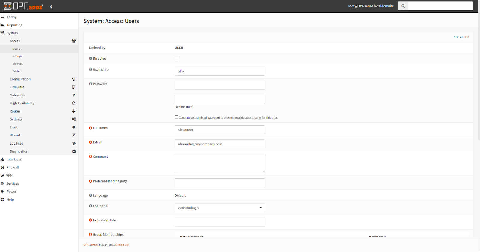 Creating User Groups on OPNsense