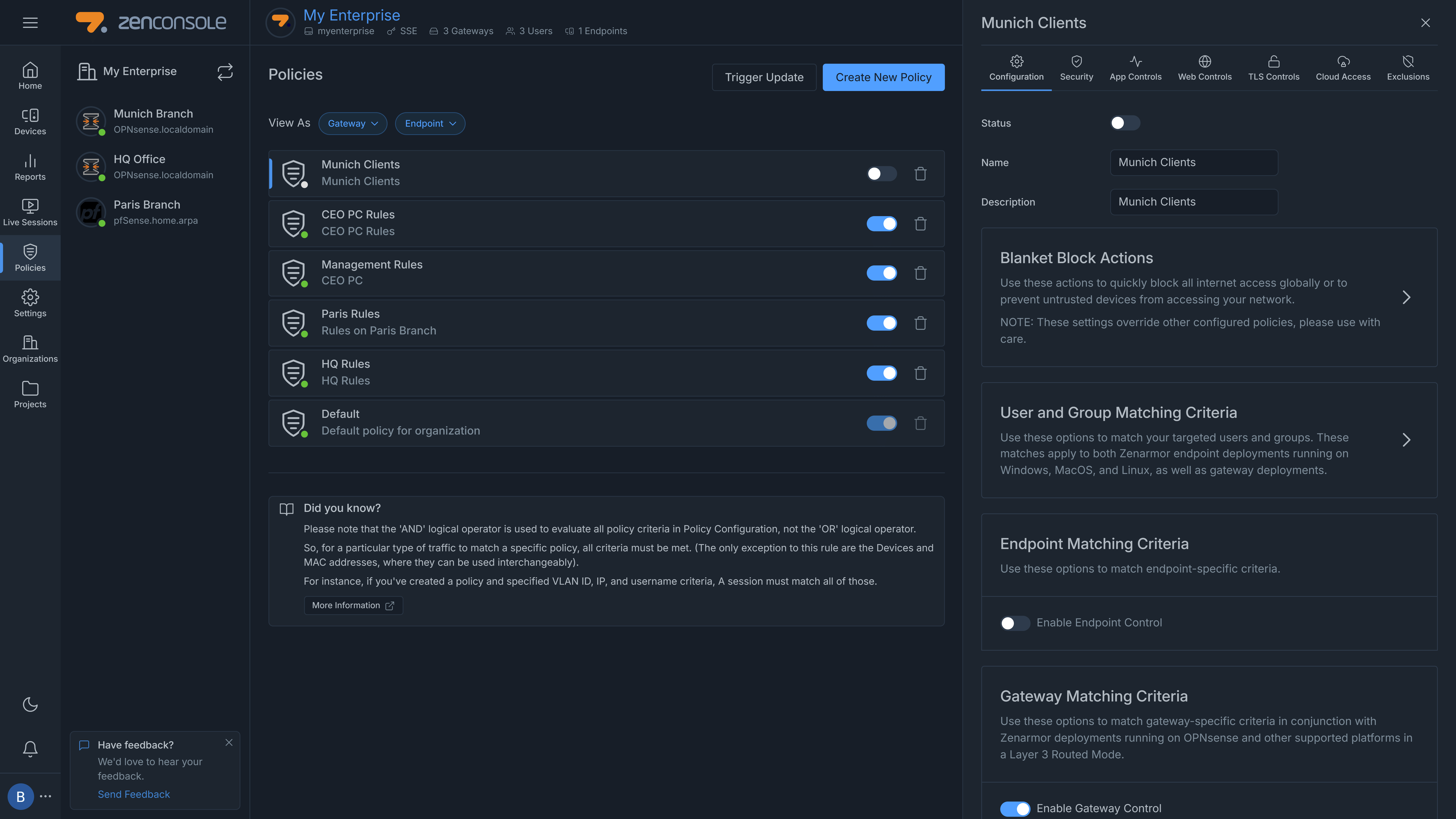 Editing Organization Policy