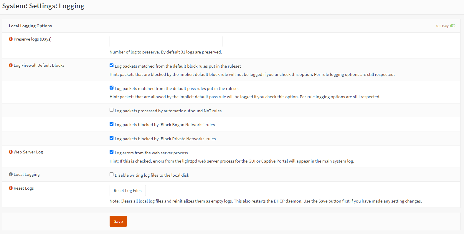 Enable logging on OPNsense