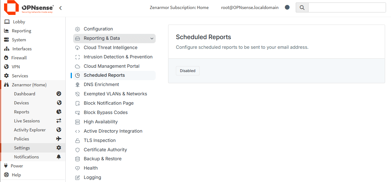 Enable Scheduled Reporting