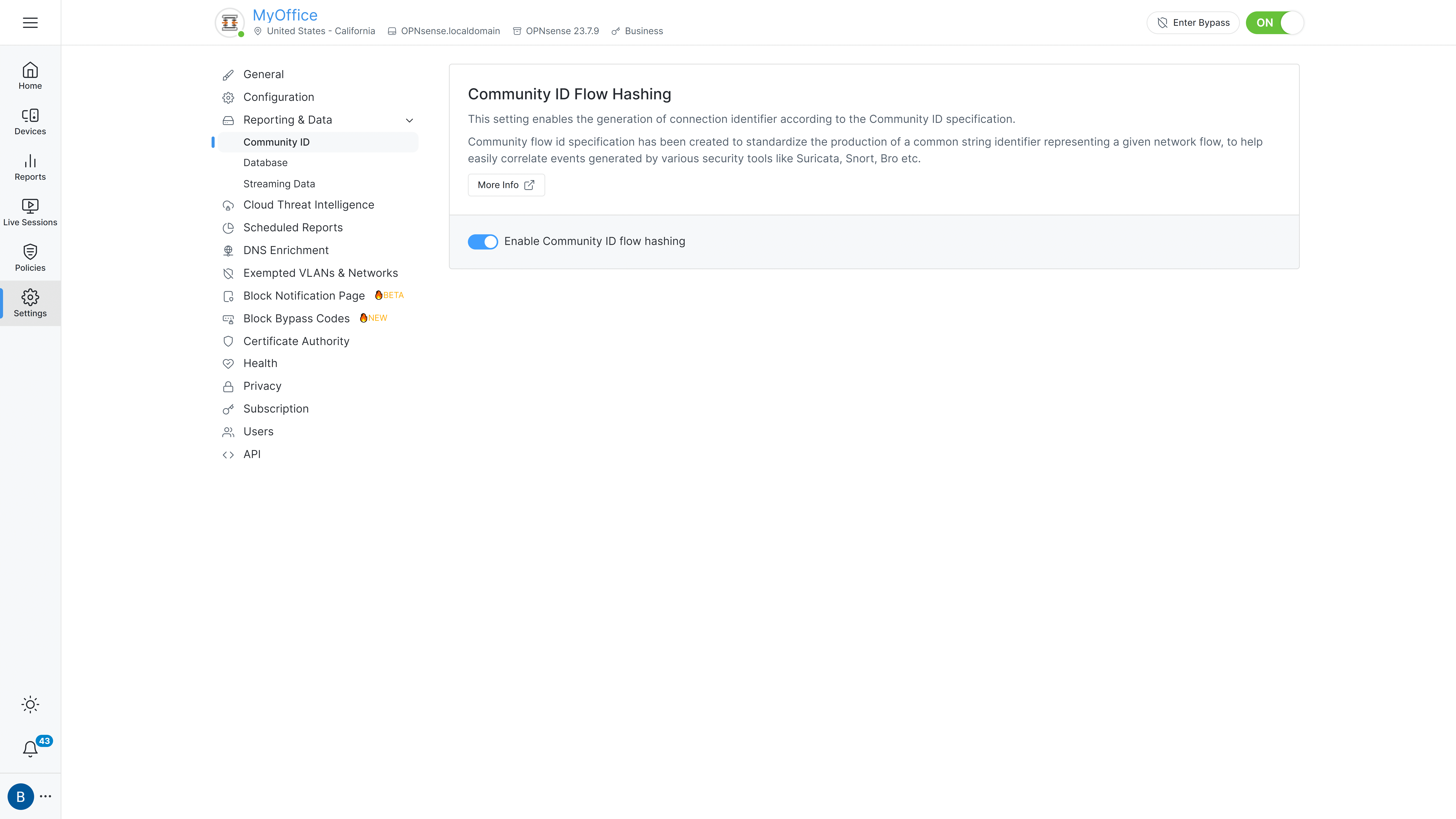 Enabling Community ID flow hashing