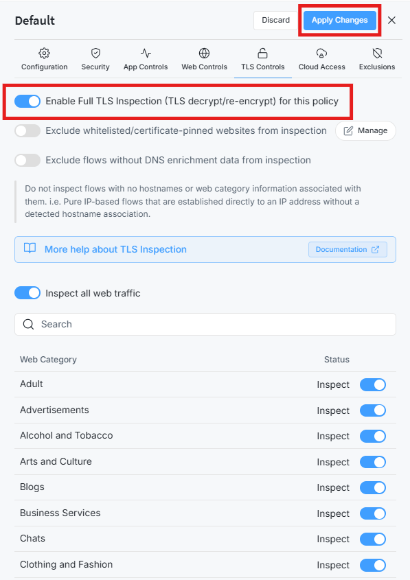 Enable Full TLS Inspection