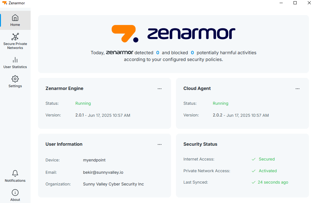Zenarmor Endpoint Dashboard