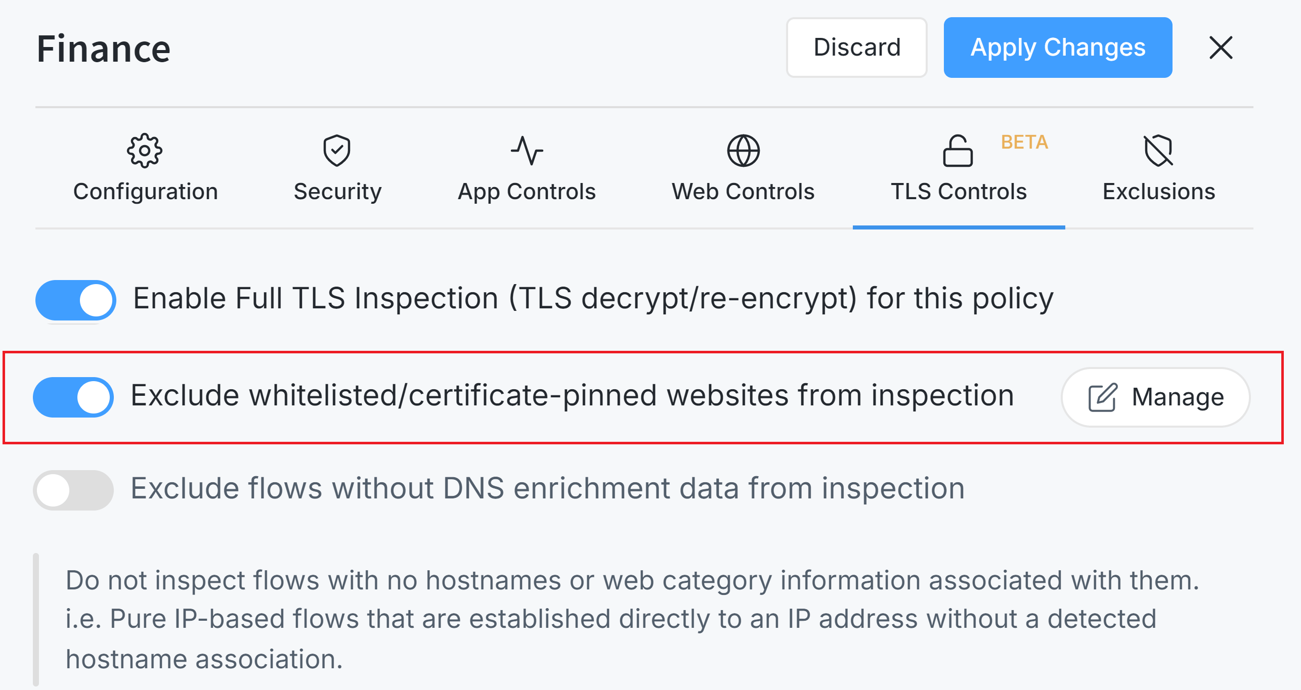 Enable full TLS inspection for the Top 100K sites in a Policy