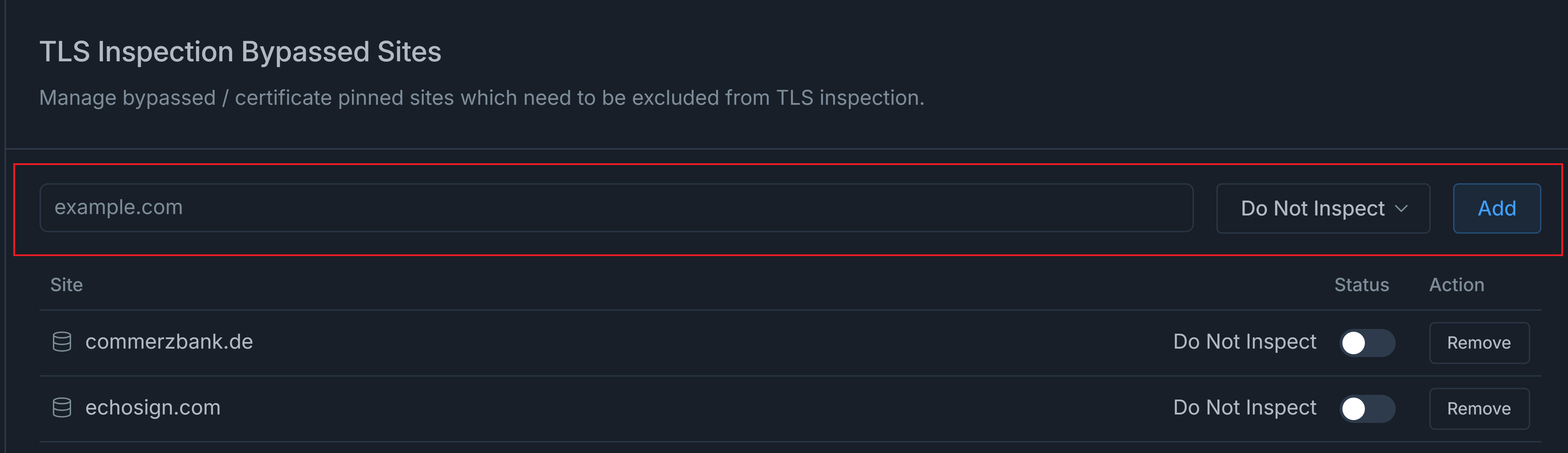 Excluding a Website from TLS Inspection