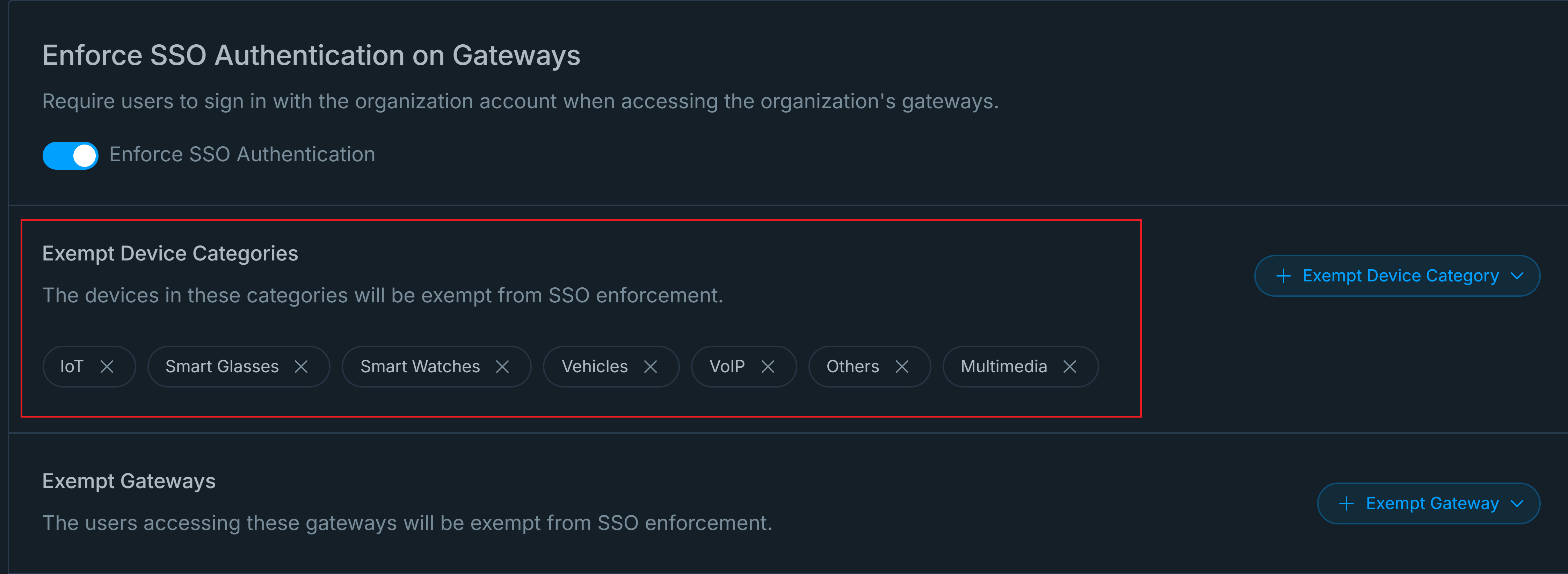 Exempted Device Categories List